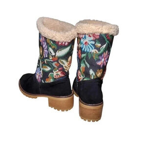 Tapestry Faux Suede Sherpa Lined Boot